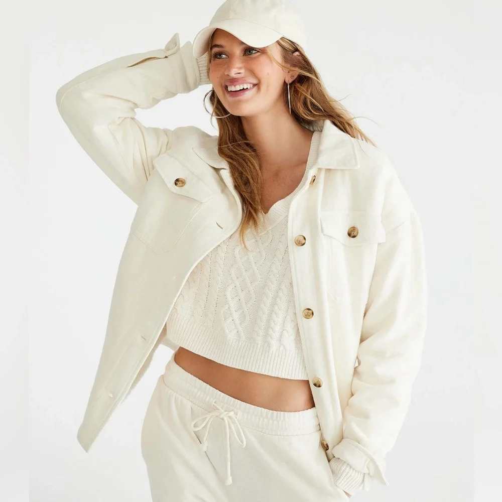 Aeropostale Flannel Sherpa Lined Shacket